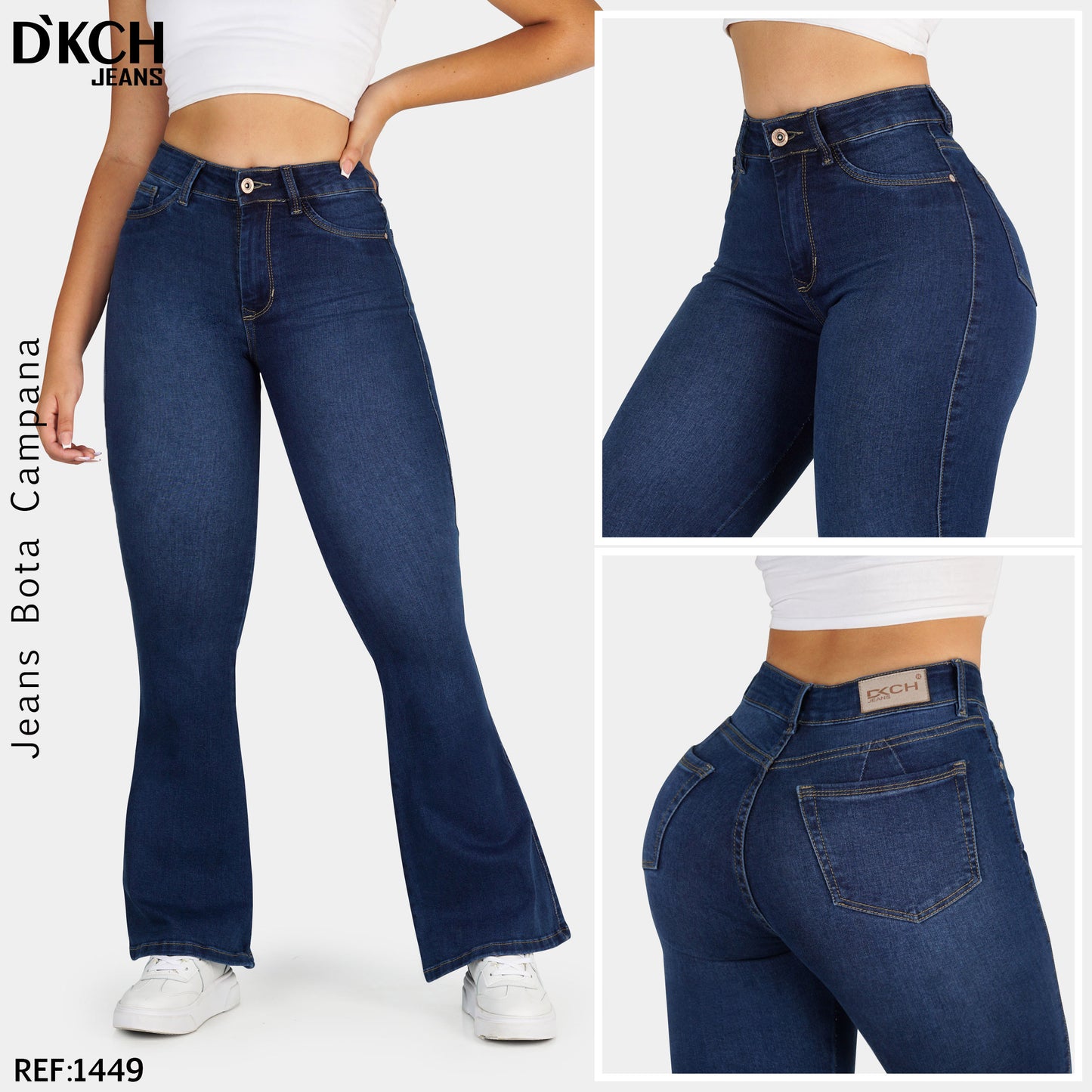 JEANS BOTA ANCHA TIRO ALTO REF 1449