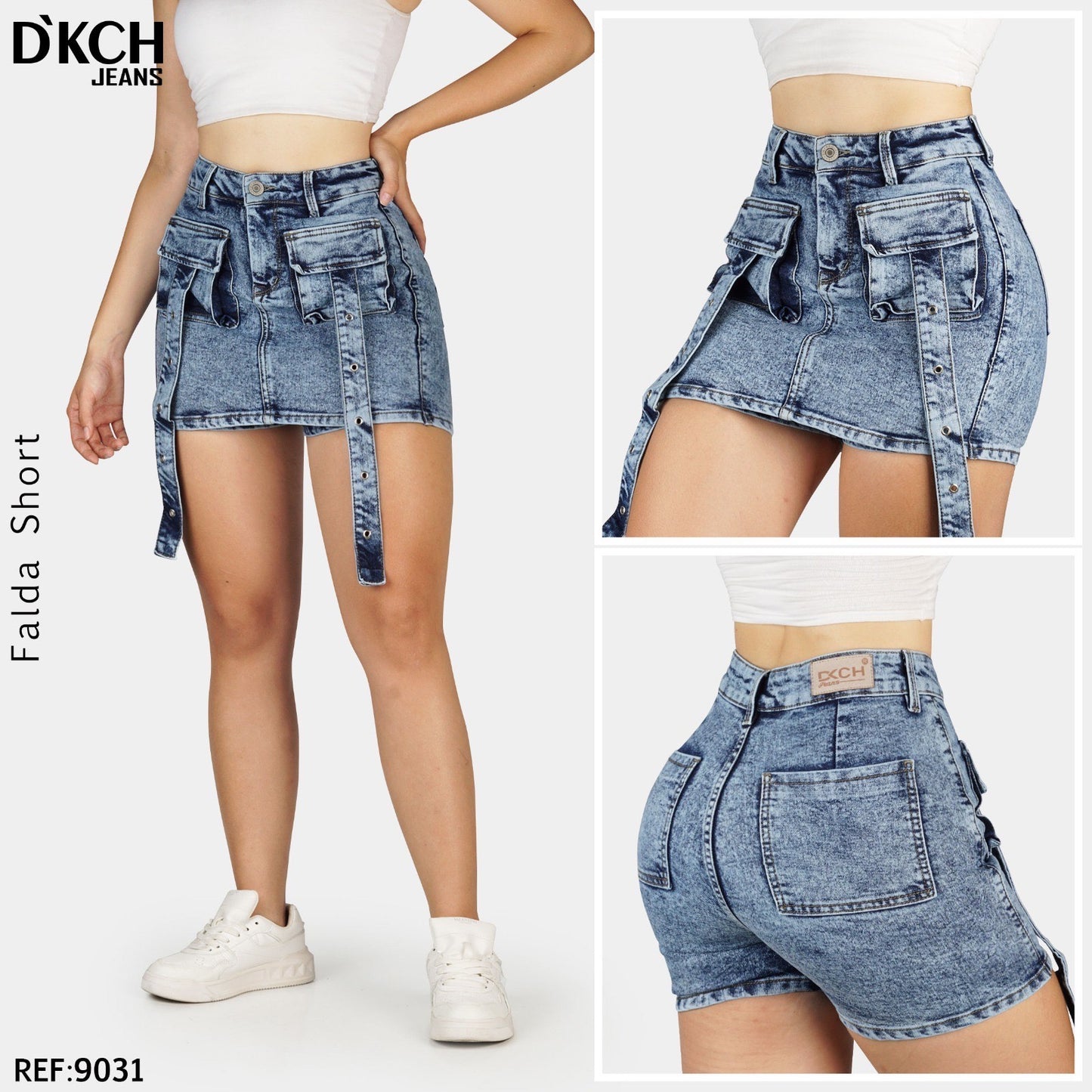 FALDA SHORT SEMI RIGIDA TIRO ALTO REF 9031