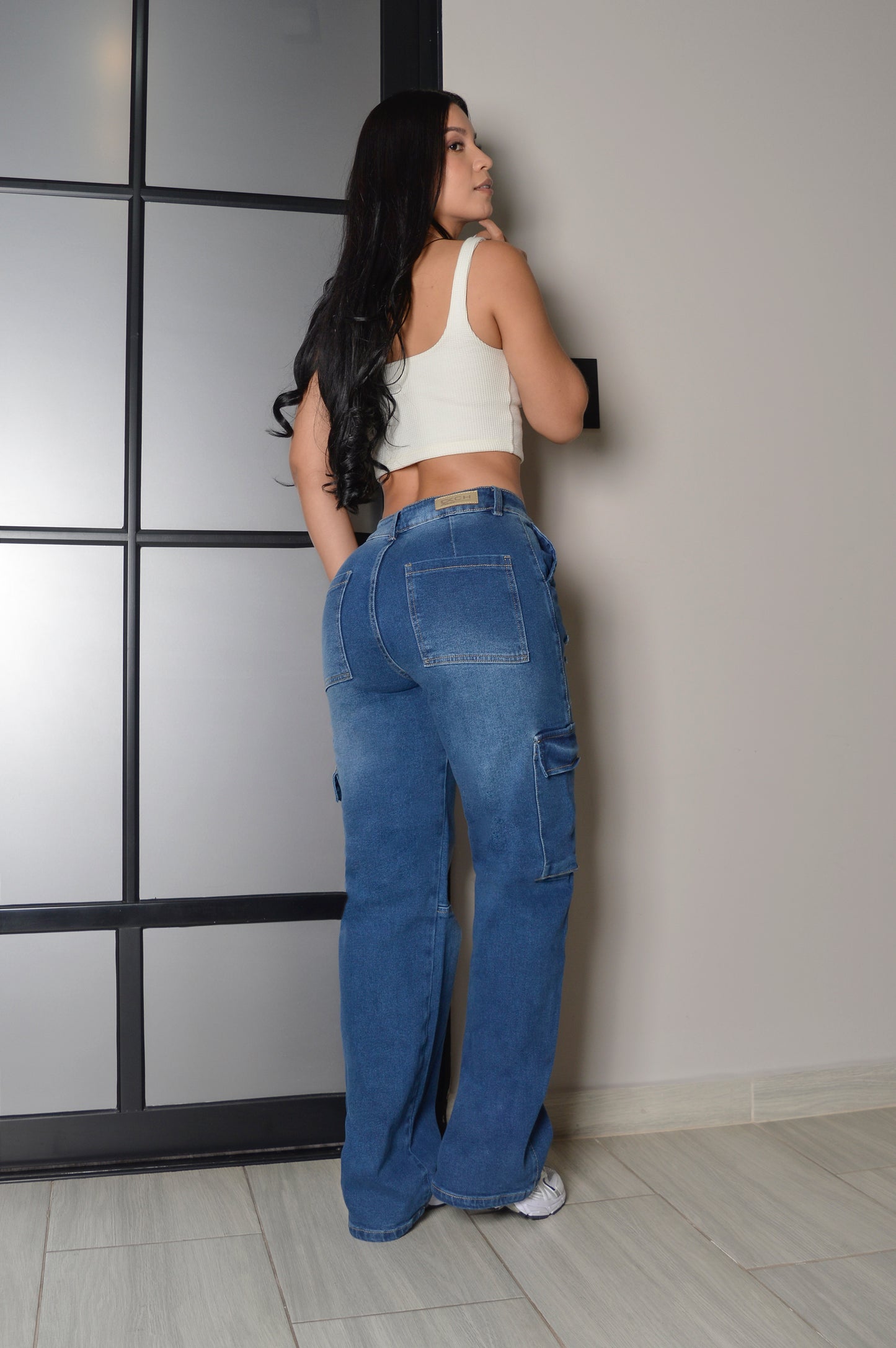 JEANS CARGO BOTA ANCHA STRECH REF 1268