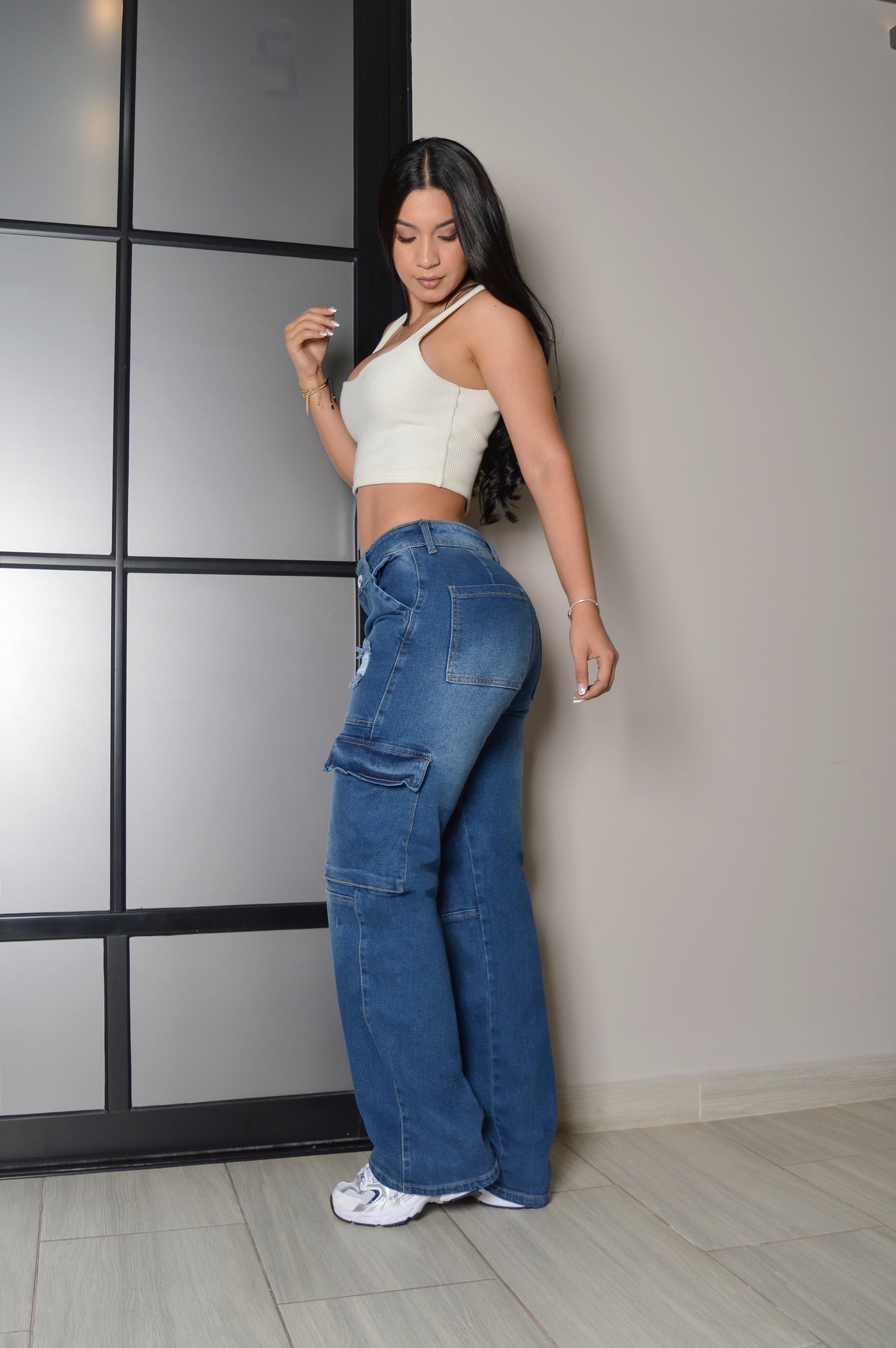 JEANS CARGO BOTA ANCHA STRECH REF 1268