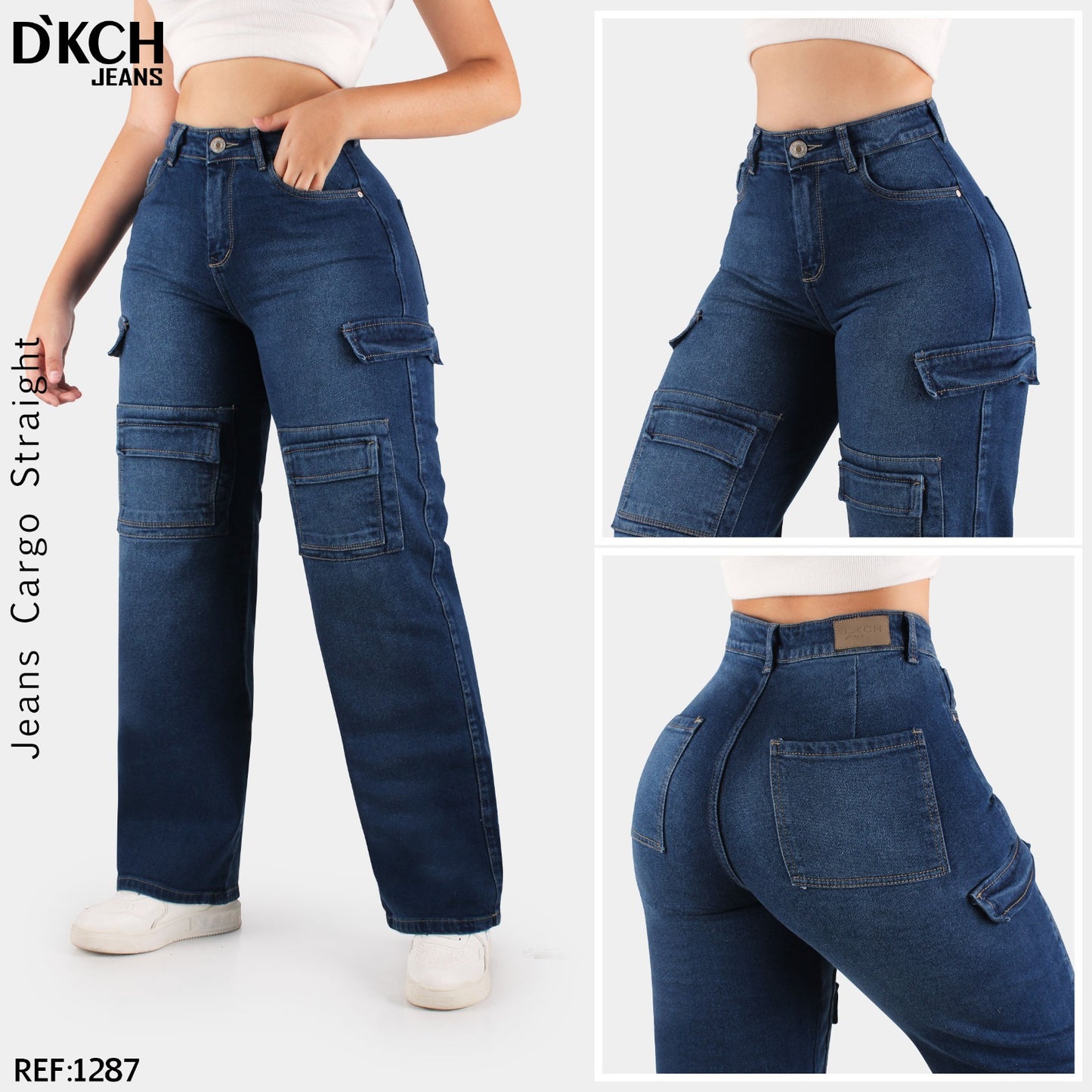 JEANS CARGO BOTA ANCHA STRECH REF 1287