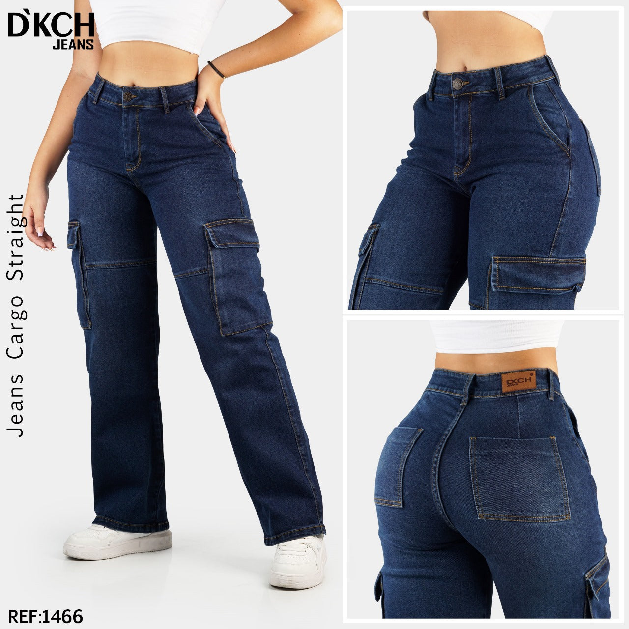 JEANS CARGO BOTA ANCHA STRECH REF 1466