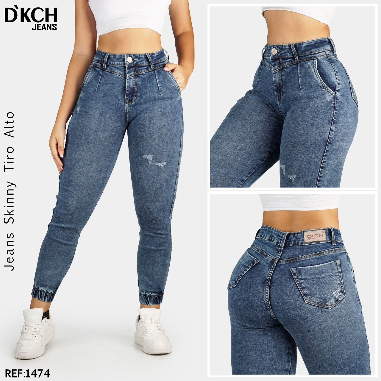 SKINNY CARGO RESORTE EN BOTA TIRO ALTO REF 1474