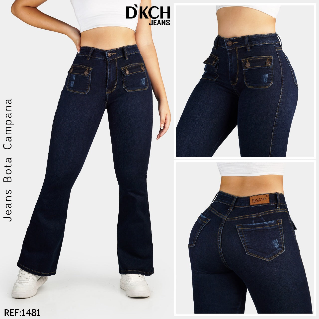 JEANS BOTA CAMPANA TIRO ALTO REF 1481