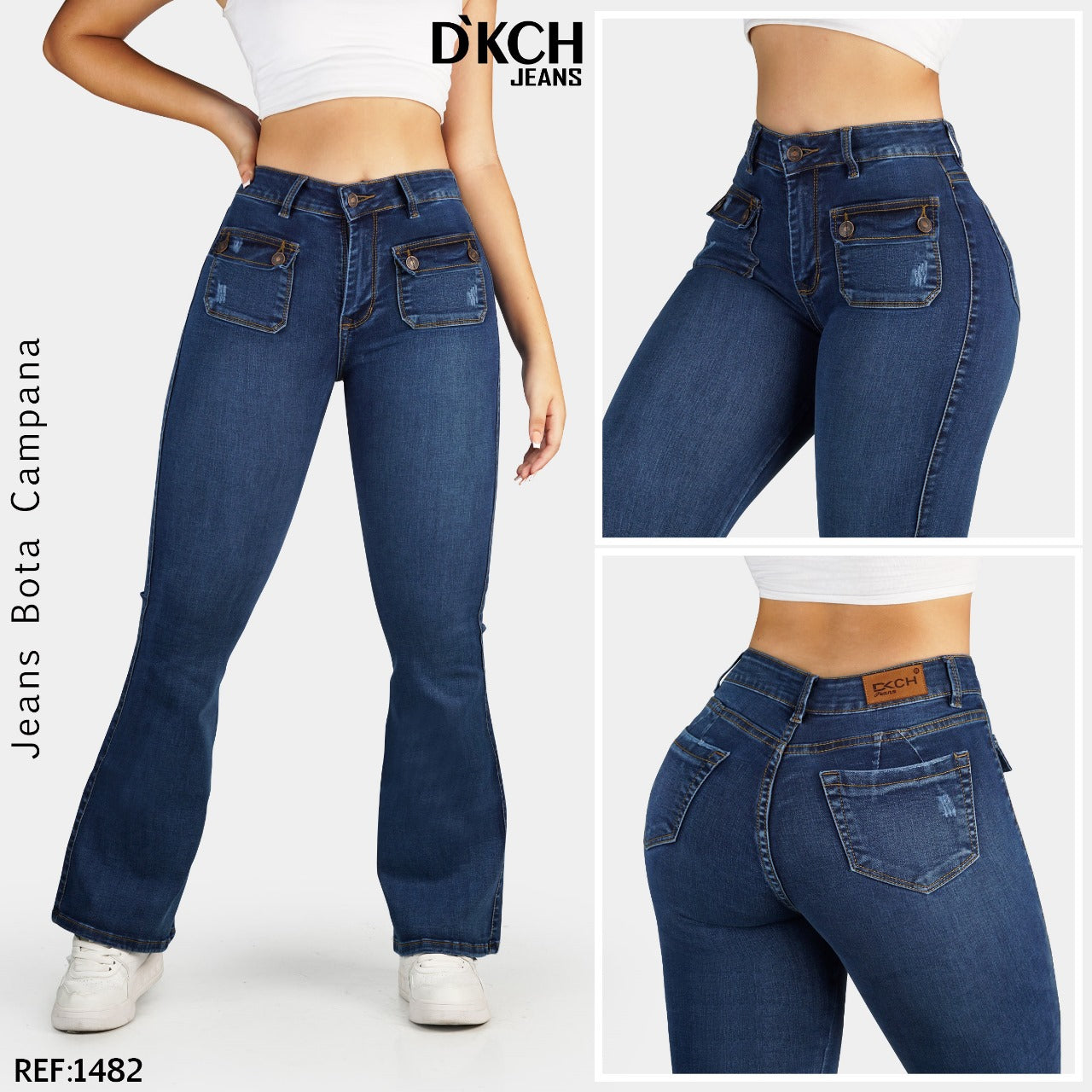 JEANS BOTA CAMPANA TIRO ALTO REF 1482