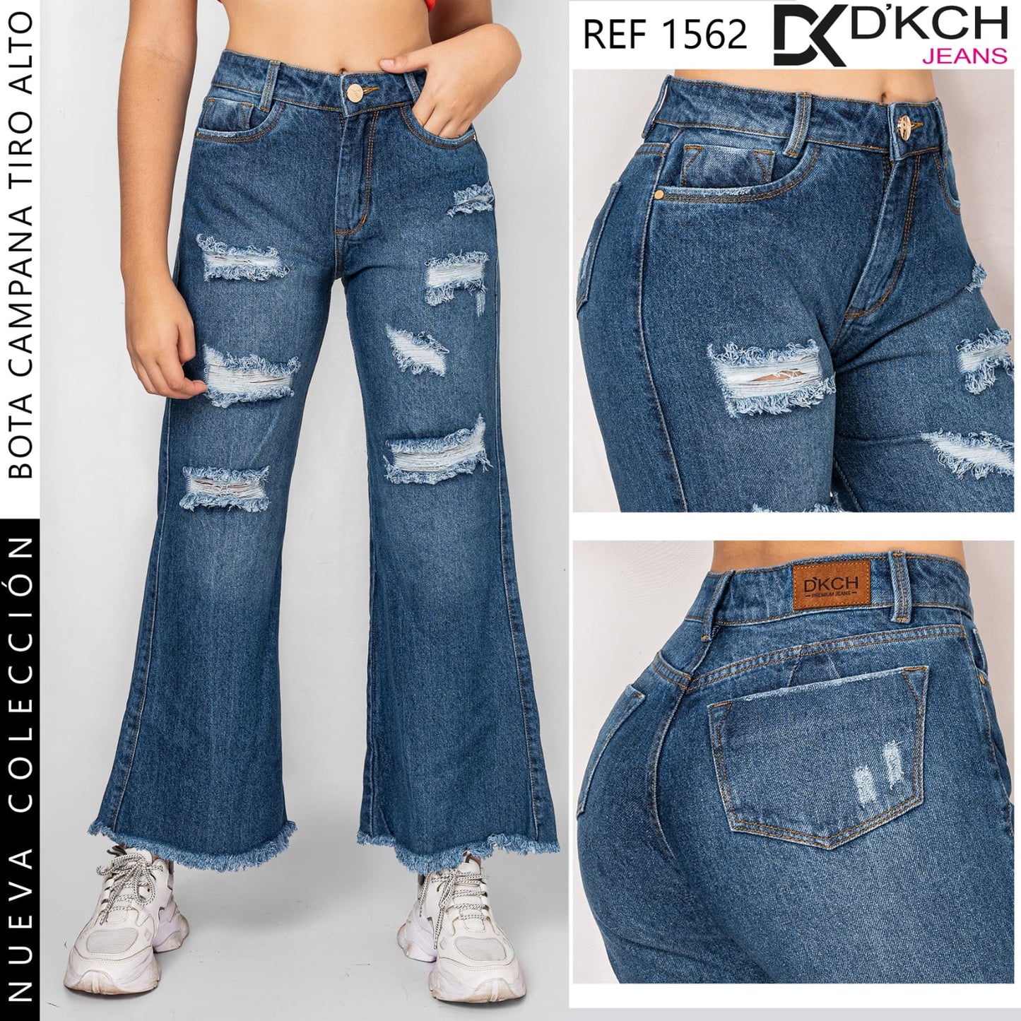 JEANS CLASICO TIRO BOTA ANCHA REF 1562