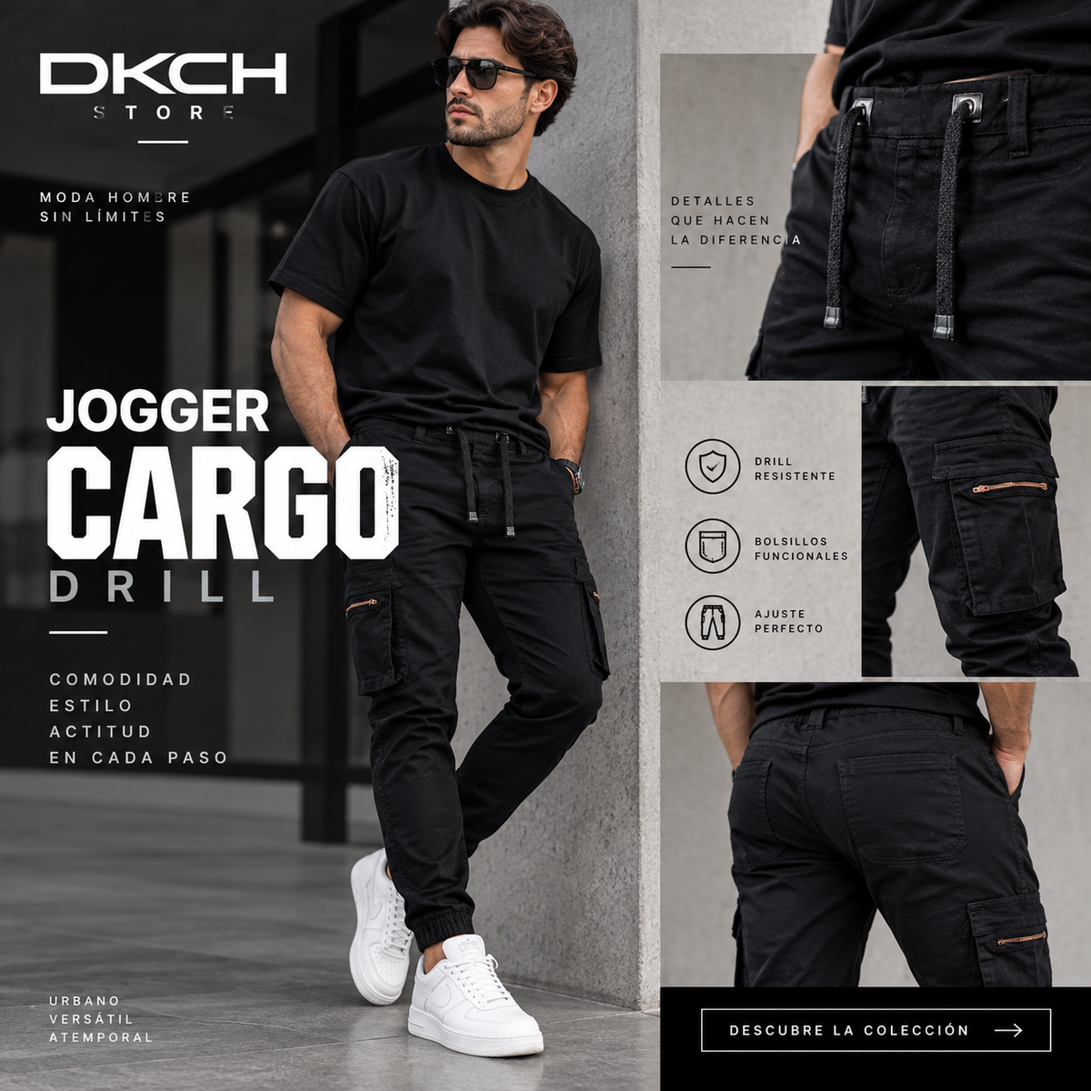 Pantalones Cargo en Drill para Hombre | DKCH STORE