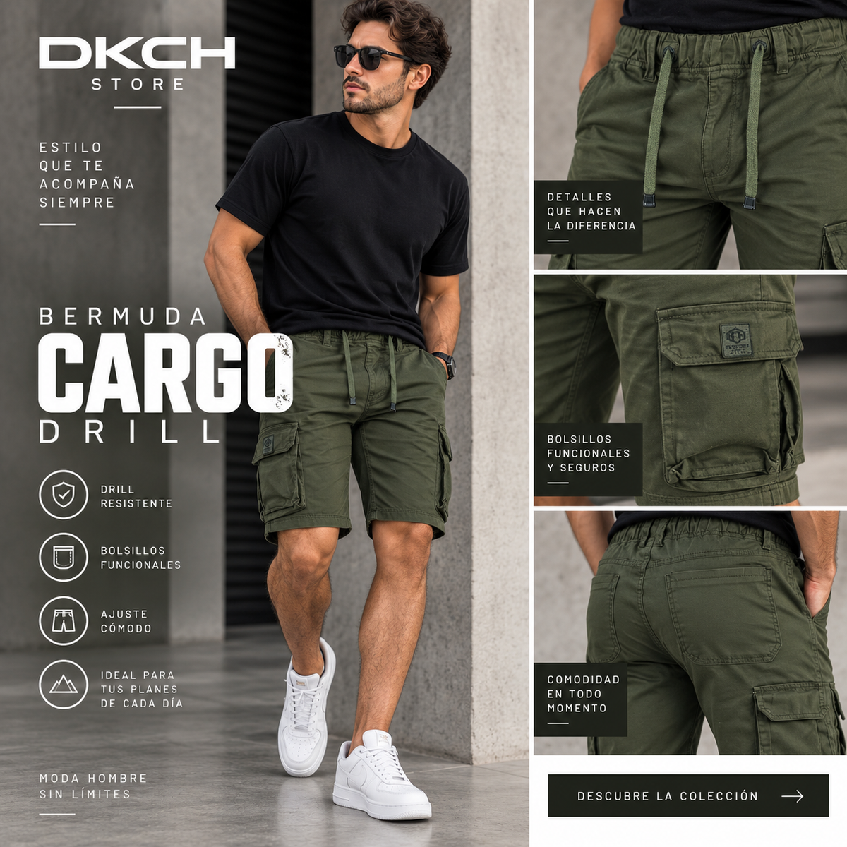 Bermuda Cargo en Drill para Hombre | DKCH STORE