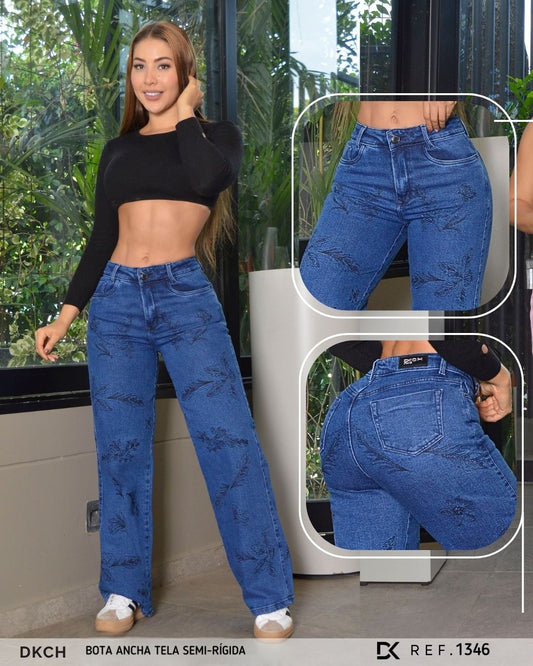 JEANS  BOTA ANCHA TELA SEMI-RIGIDA REF 1346