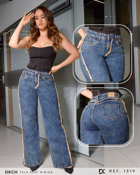 JEANS  BOTA ANCHA TELA SEMI-RIGIDA REF 1319