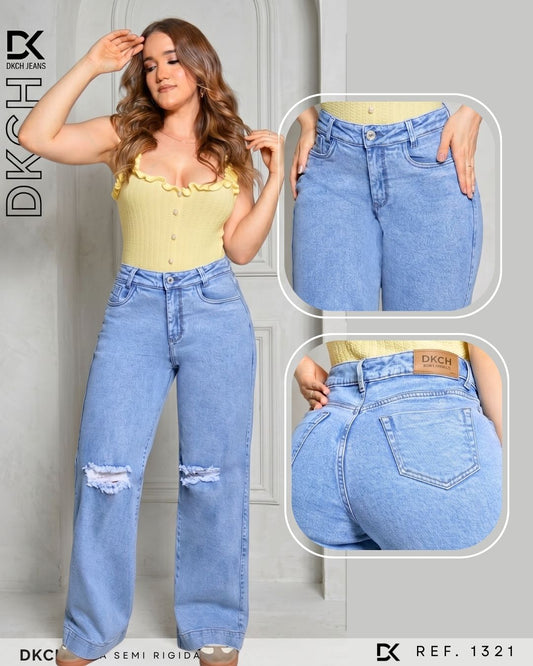 JEANS  BOTA ANCHA TELA SEMI-RIGIDA REF 1321