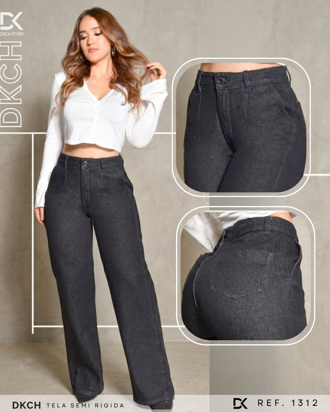 JEANS  BOTA ANCHA TELA SEMI-RIGIDA REF 1312