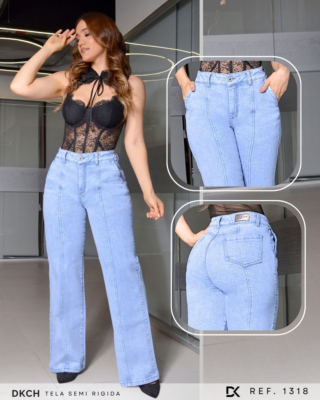 JEANS  BOTA ANCHA TELA SEMI-RIGIDA REF 1318