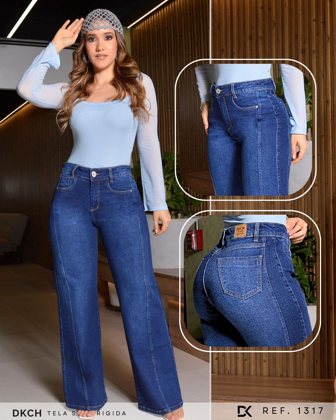JEANS  BOTA ANCHA TELA SEMI-RIGIDA REF 1317
