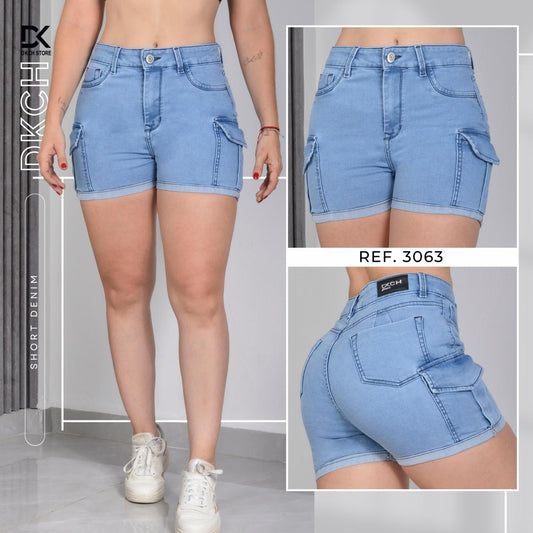 SHORT CARGO TIRO ALTO TELA STRETCH REF 3063