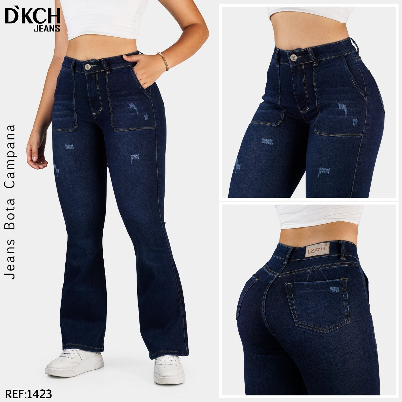 JEANS BOTA ANCHA TIRO ALTO REF 1423