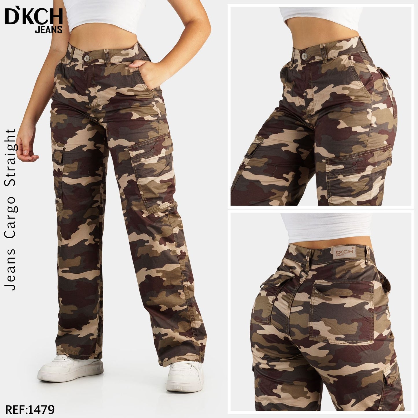 JEANS  CARGO BOTA ANCHA STRECH REF 1479