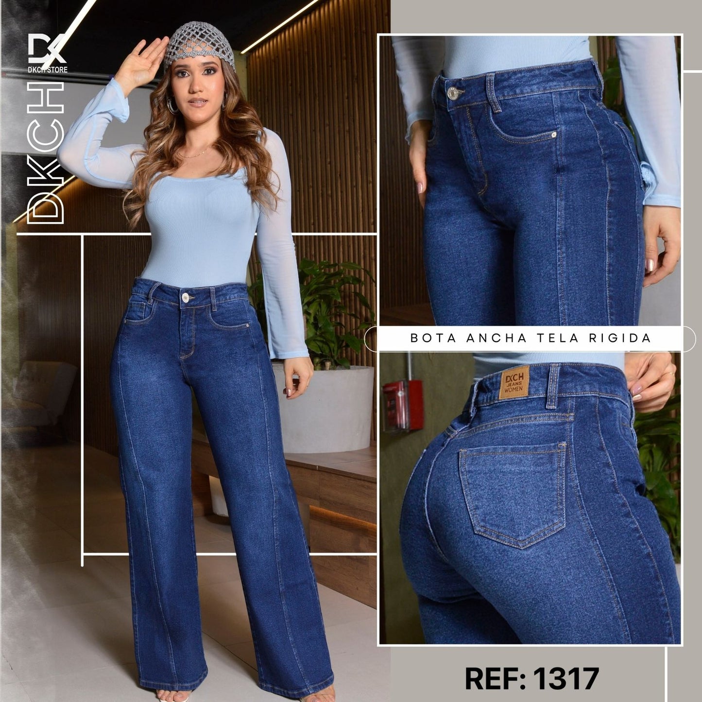 JEANS  BOTA ANCHA TELA SEMI-RIGIDA REF 1317