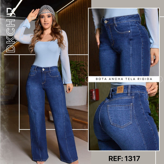 JEANS  BOTA ANCHA TELA SEMI-RIGIDA REF 1317