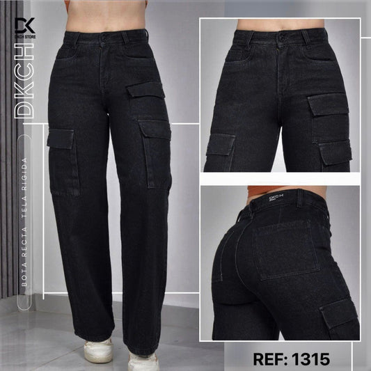 JEANS BOTA ANCHA TELA SEMI-RIGIDA REF 1315