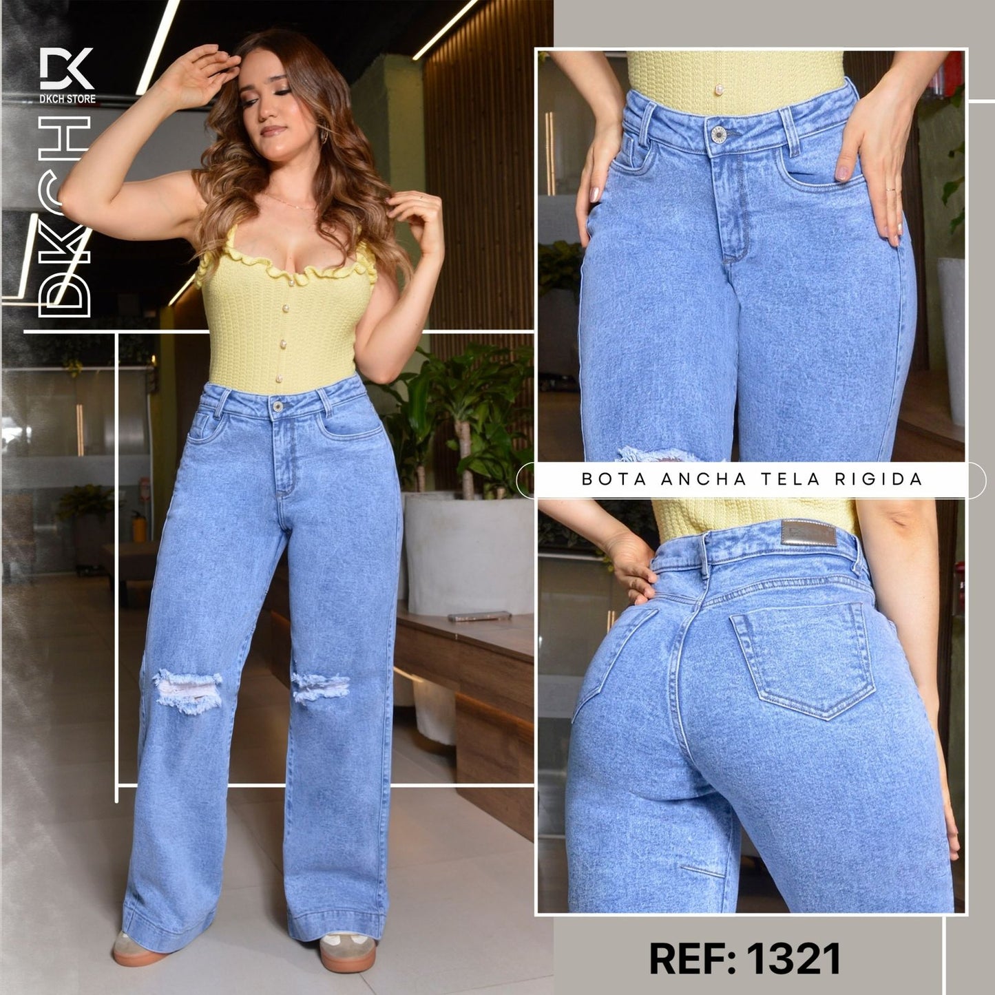 JEANS  BOTA ANCHA TELA SEMI-RIGIDA REF 1321