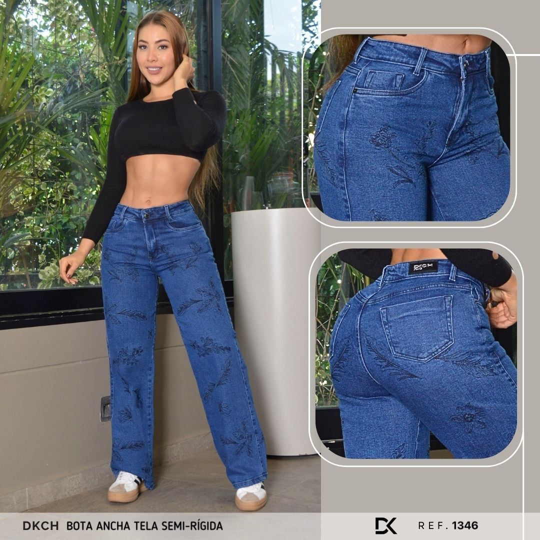 JEANS  BOTA ANCHA TELA SEMI-RIGIDA REF 1346